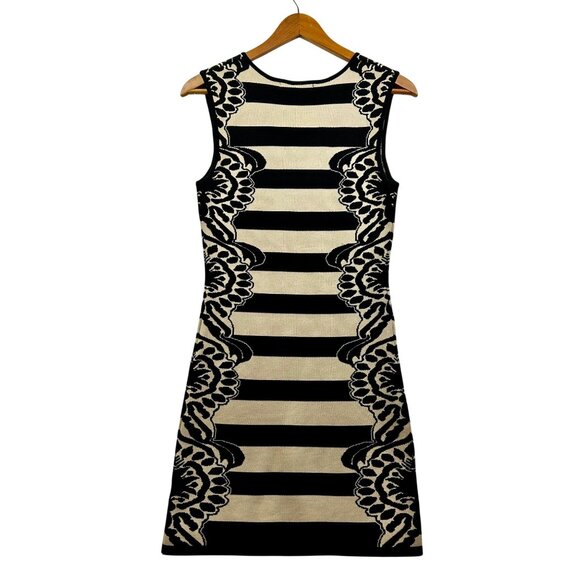 Jealous Tomato Y2K Black Beige Bodycon Knit Baroque Revival Dress Size L - Picture 3 of 6